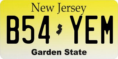 NJ license plate B54YEM