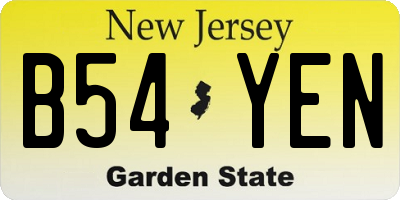 NJ license plate B54YEN