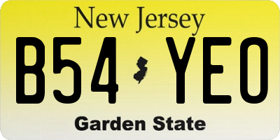 NJ license plate B54YEO