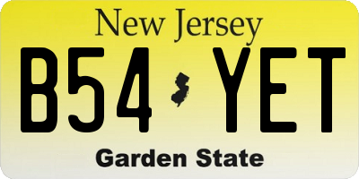 NJ license plate B54YET