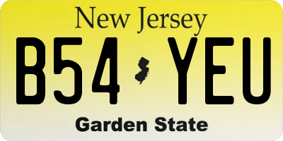 NJ license plate B54YEU