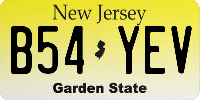 NJ license plate B54YEV
