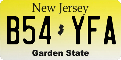 NJ license plate B54YFA