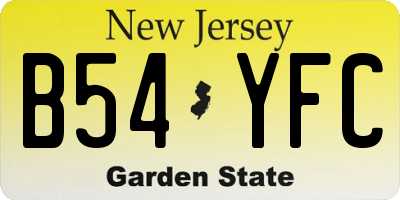 NJ license plate B54YFC
