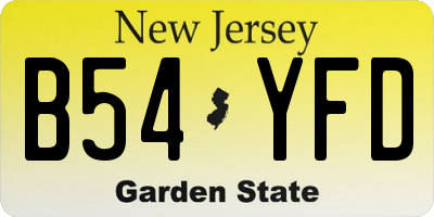 NJ license plate B54YFD