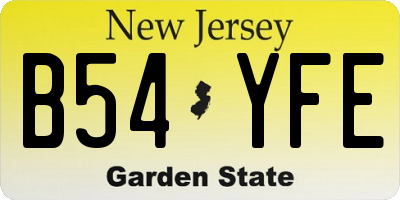 NJ license plate B54YFE
