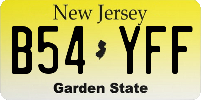 NJ license plate B54YFF
