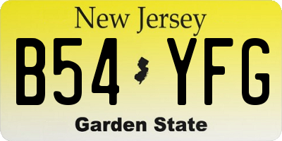 NJ license plate B54YFG