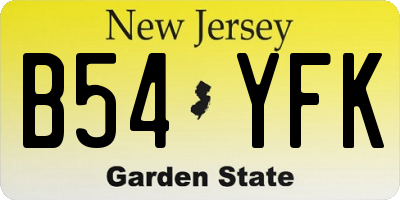 NJ license plate B54YFK