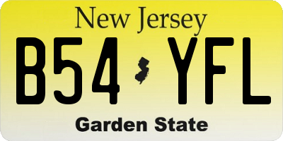 NJ license plate B54YFL