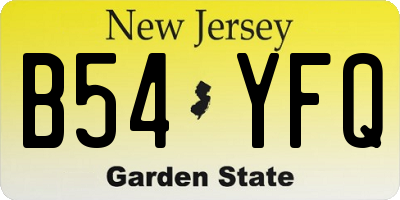 NJ license plate B54YFQ