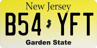 NJ license plate B54YFT