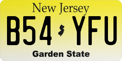 NJ license plate B54YFU