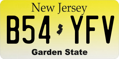 NJ license plate B54YFV