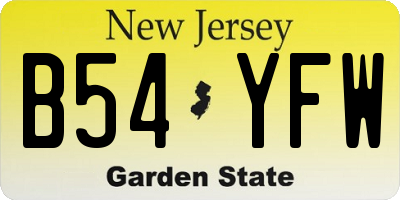 NJ license plate B54YFW