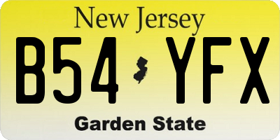 NJ license plate B54YFX