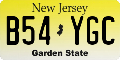 NJ license plate B54YGC