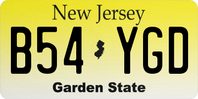 NJ license plate B54YGD