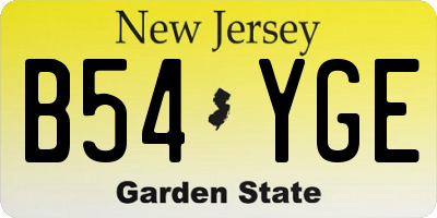 NJ license plate B54YGE