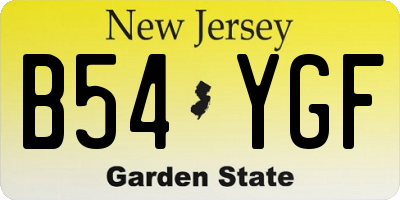 NJ license plate B54YGF