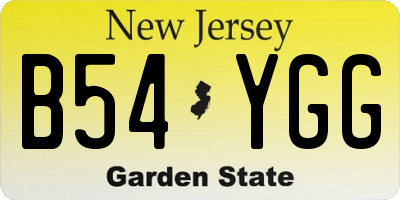 NJ license plate B54YGG