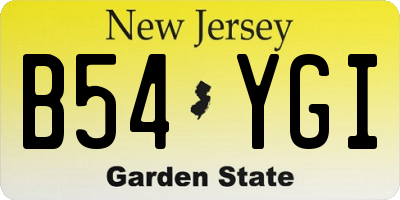 NJ license plate B54YGI