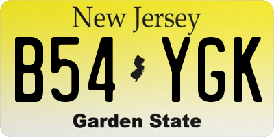 NJ license plate B54YGK