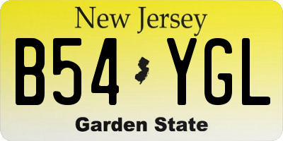 NJ license plate B54YGL