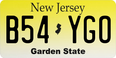 NJ license plate B54YGO
