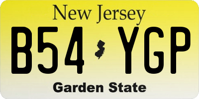 NJ license plate B54YGP