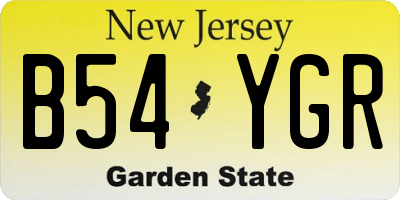 NJ license plate B54YGR
