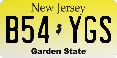 NJ license plate B54YGS
