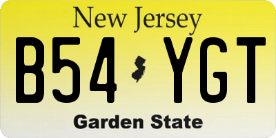NJ license plate B54YGT