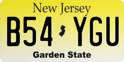 NJ license plate B54YGU