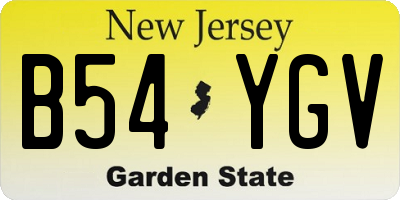 NJ license plate B54YGV