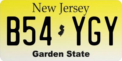 NJ license plate B54YGY
