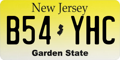 NJ license plate B54YHC