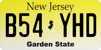 NJ license plate B54YHD