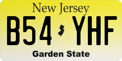 NJ license plate B54YHF