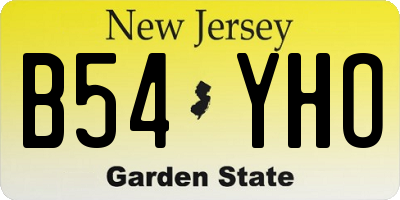 NJ license plate B54YHO