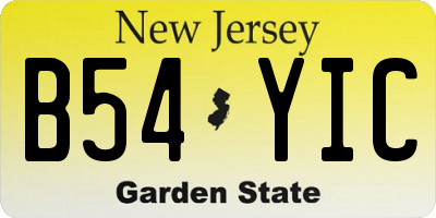 NJ license plate B54YIC