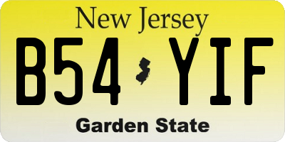 NJ license plate B54YIF