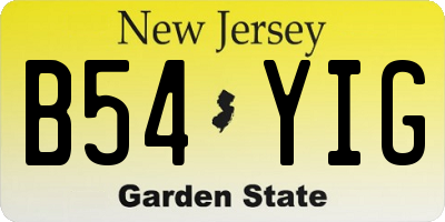 NJ license plate B54YIG