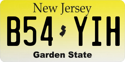 NJ license plate B54YIH