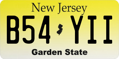 NJ license plate B54YII