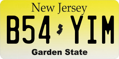 NJ license plate B54YIM
