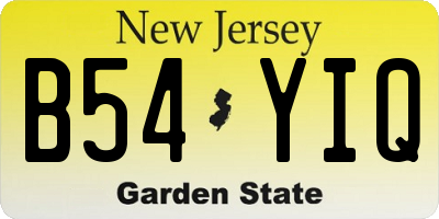 NJ license plate B54YIQ