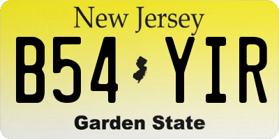 NJ license plate B54YIR