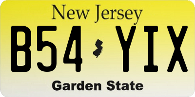 NJ license plate B54YIX