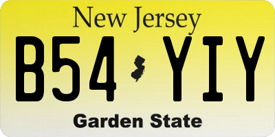 NJ license plate B54YIY